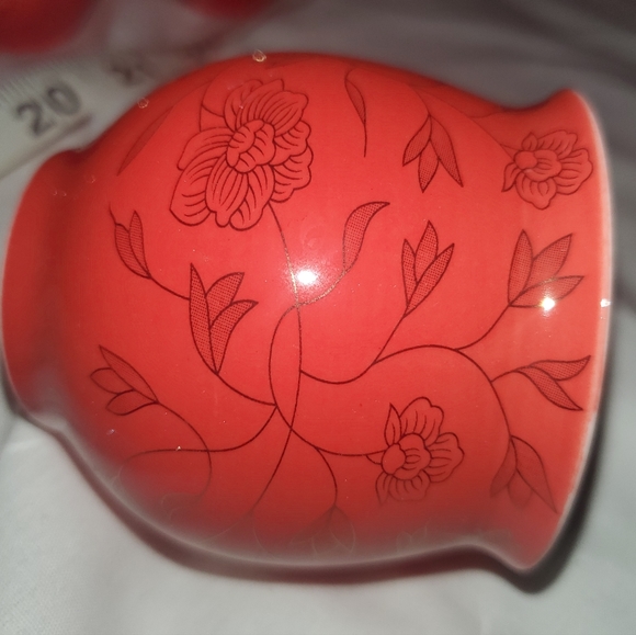 : Red flower Chinese Tea Set 6 cups and matching teapot - Picture 4 of 11